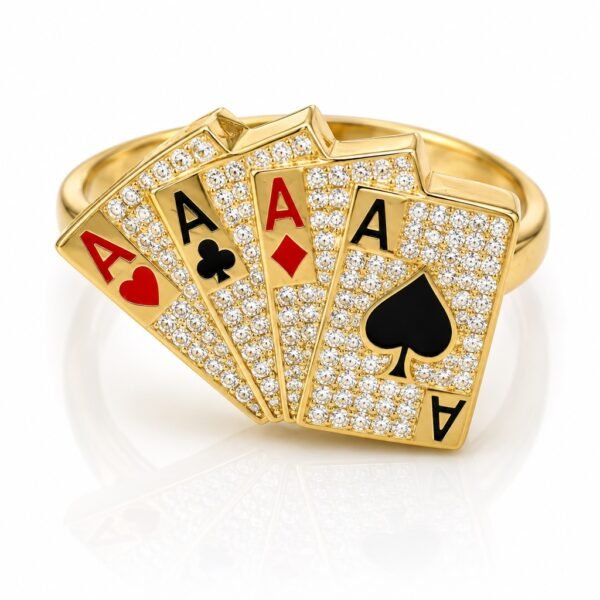Anillo  Cartas CZ 14k Size 8.5 Weight 8gr