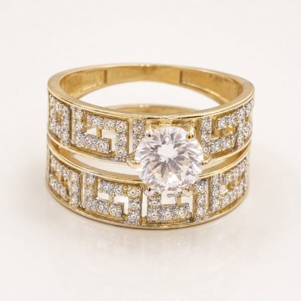 Anillo Duo Compromiso Griego CZ 10k Size 6 Weight 3.9gr