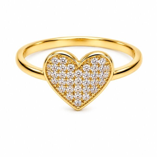 Anillo Mujer Sencillo Corazon Pave Rose 10k Size 8.5'' Weight 2.2gr