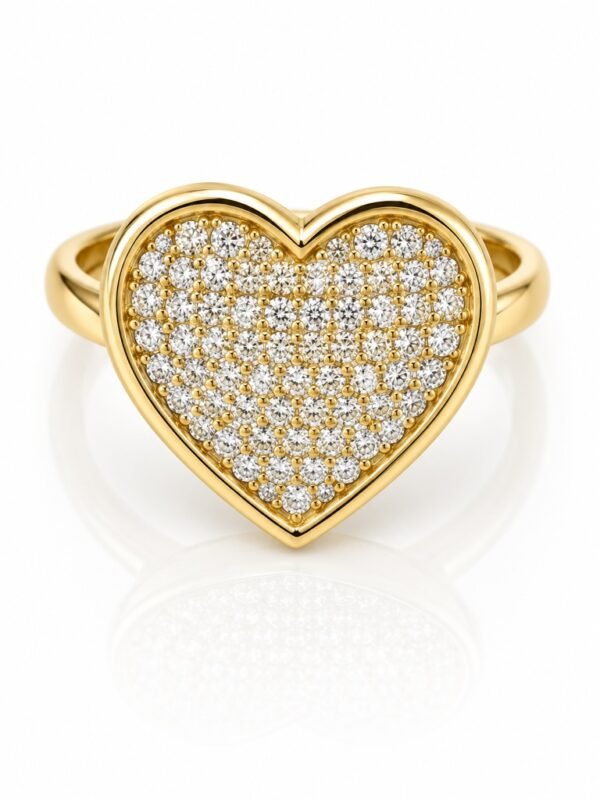Anillo Corazon Pave CZ 14k Size 8 Weight 3,1gr