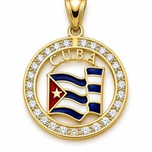 Dije Bandera Cuba CZ 14k Weight 1.9gr