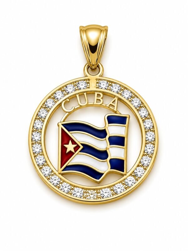 Dije Bandera Cuba CZ 14k Weight 1.9gr