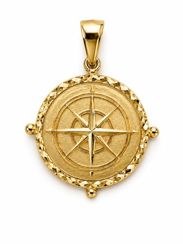 Dije Placa Brujula 14k Weight 2.8gr