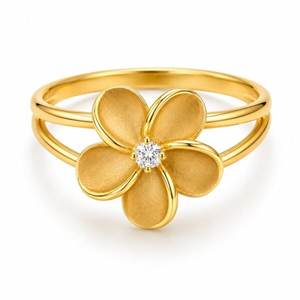 Anillo Flor Piedra CZ 10k Size 7 Weight 2gr