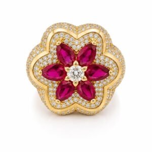 Anillo Mujer Flor Rosada ZC Rose 10k Size 8 Weight 7.3gr