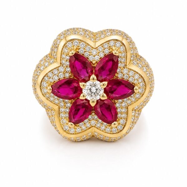 Anillo Mujer Flor Rosada ZC Rose 10k Size 8 Weight 7.3gr