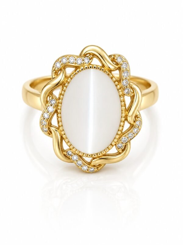 Anillo Fancy Borde Piedra Blanca 14k Size 8 Weight 4,3gr