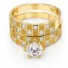 Anillo Duo Compromiso Fancy CZ 10k Size 7 Weight 4gr