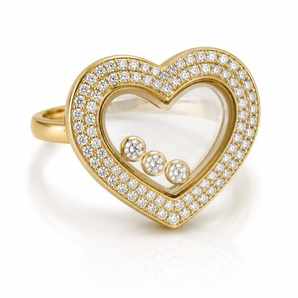Anillo Corazon Full CZ Pave Playfull 14k Size 8,5 Weight 4,3gr