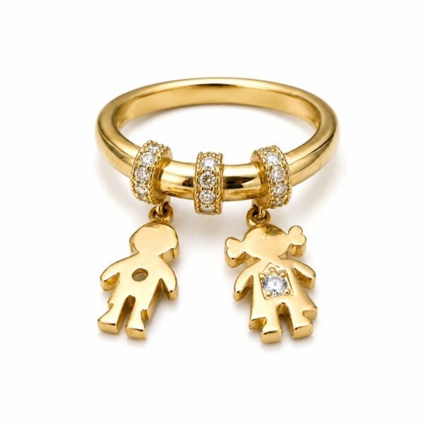 Anillo Niña y niño charms Rose 10k Size 6.5 Weight 3.2gr