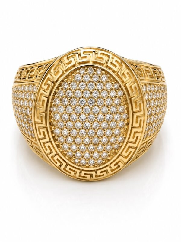 Anillo  Hombre Obalado Borde Griego CZ 10k Size 10 Weight 4.1gr