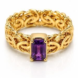 Anillo  Bizantino Piedra Morada 10K Size 8 Weight 2.9gr