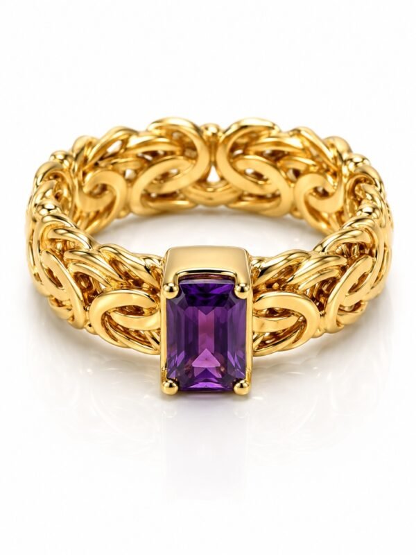 Anillo  Bizantino Piedra Morada 10K Size 8 Weight 2.9gr