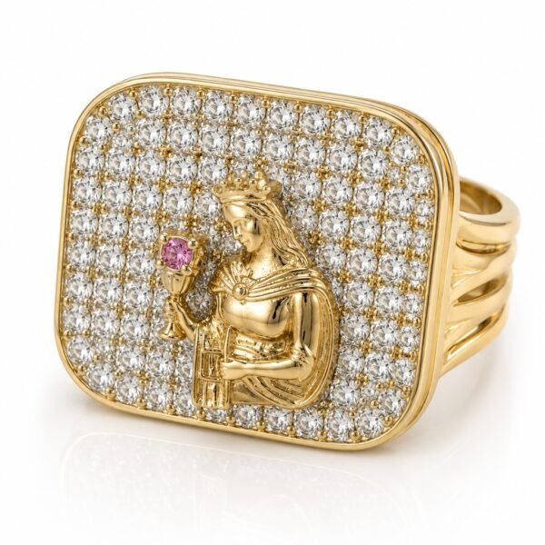 Anillo  Hombre Santa Barbara Cuadrado Diamante 10k Size 10 Weight 12gr