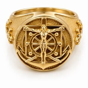 fd8a9fa2-c3d1-44a7-79a9-08df03768314.jpg Anillo Hombre Ancla Crucifijo Solido 14k Size 14'' Weight 18.6gr