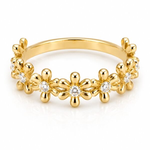 Anillo  Flores Sencillo 10k Size 7.5 Weight 2.3gr