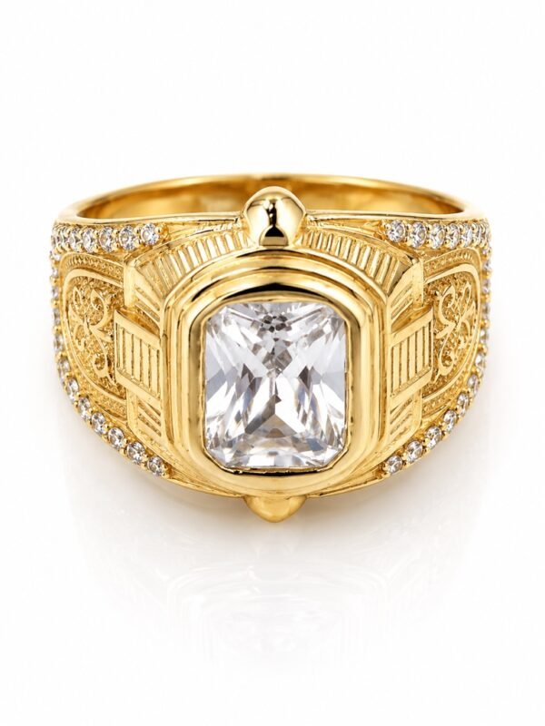Anillo  Hombre Pave CZ 10K Size 11 Weight 7gr