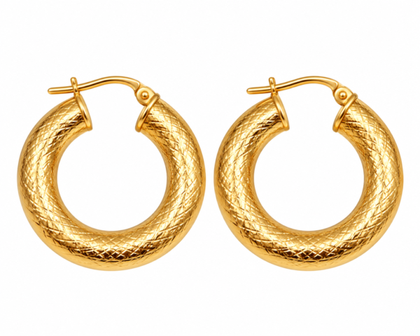 Argollas Puff Textura Rayado 14k Weight 4.5gr