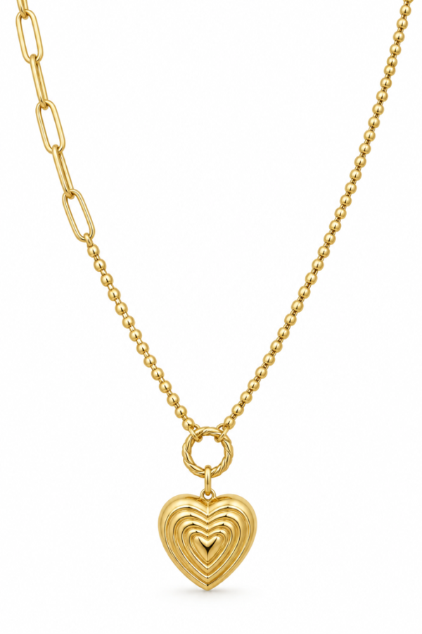 Gargantilla Corazon Mix Fanxcy Rose 10k Size 17'' Weight 6.6gr