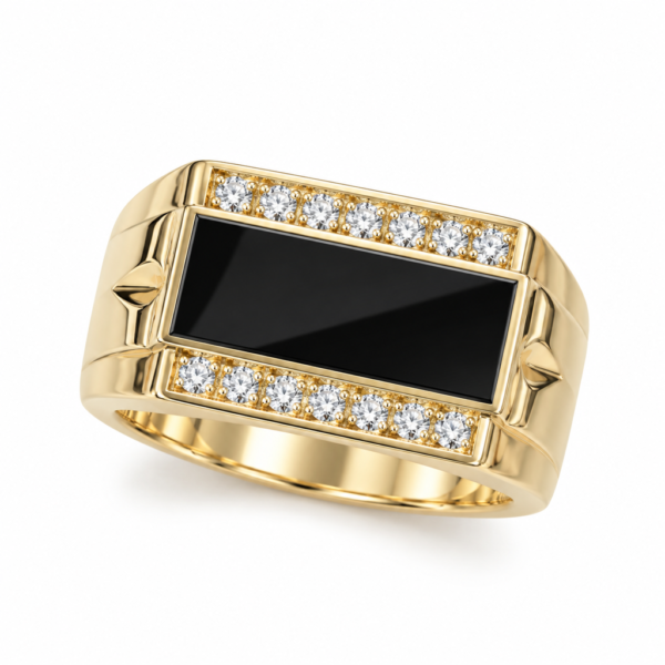 Anillo Hombre Black Onyx CZ 10k Size 11 Weight 6.9gr K76444