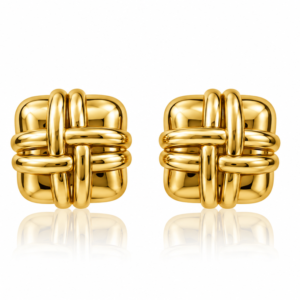 Aretes  Square Textura Mini Omega YF 10K Weight 3.1gr
