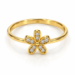 1ad01051-3df4-4510-f1f2-08df18b80e7c.png Anillo Arito Flor Pave 10K Size 8 Weight 1.1gr