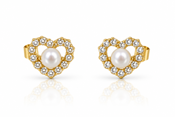 Pendientes Fancy Heart Pearl 14k Weight 1.7gr
