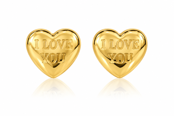 Aretes Corazon ''I LOVE YOU'' Omega 10k Weight 4.5gr