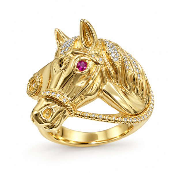 Anillo Hombre Caballo Cabeza Fancy 10k Size 11 Weight 8.9gr K7754Z