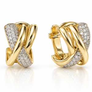 Aretes Entrelazados Pave CZ  10K Weight 3.8gr