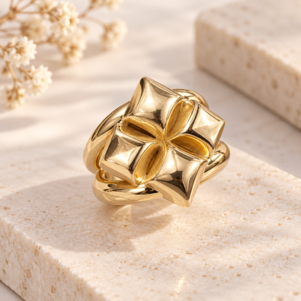 Anillo Trebol Pulido Buchon 10K Size 7 Weight 2.3gr