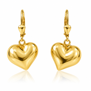 Aretes Corazon Puff 14K Weight 2.8gr