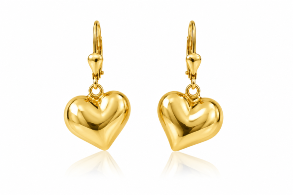 Aretes Corazon Puff 14K Weight 2.8gr