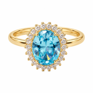 Anillo Estilo Lady Di Azul Aqua 10K Size 7 Weight 2.3gr K7757BR