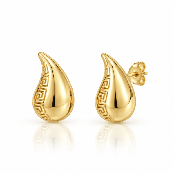 Aretes  Gota Borde Griego Mediano14K Weight 2.9gr