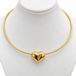 39fdd248-1129-480a-c568-08df0d4f78be.png Gargantilla Choker Rigido Corazon Puffed 10k Weight 8.3gr