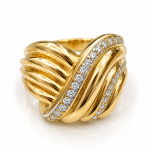 3c3b9384-fbe7-4a3b-f1e8-08df18b80e7c.png Anillo Cruzado Buchon Pave 10K Size 8 Weight 4gr