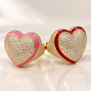3df4bfea-33cc-43ce-f195-08df18b80e7c.png Anillo Chunky Borde Rosa y Rojo 14k Size 7 Weight 6gr