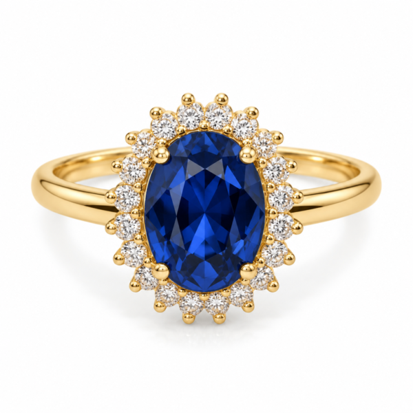 Anillo Estilo Lady Di Azul Oscuro 10K Size 7 Weight 2gr K7757BR