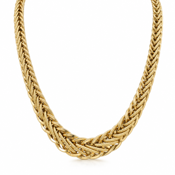 Gargantilla trenzada semisolida Estilo Corte Princesa YF 10K Size 17'' Weight 17.5gr