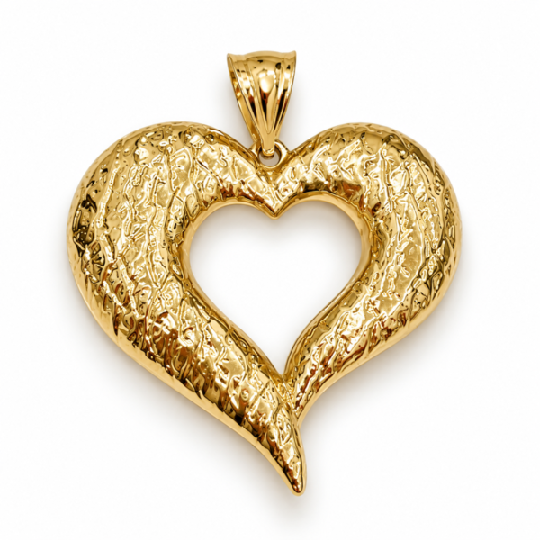 Dije  Corazon Chunky Efecto Piel 14k Weight 4.2gr
