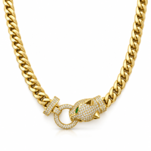 Gargantilla Cuban Link Pantera Full CZ 10k Weight 19.7gr Size 18