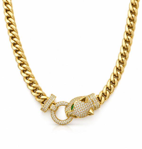 Gargantilla Cuban Link Pantera Full CZ 10k Weight 19.7gr Size 18