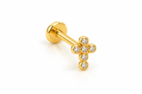 Piercing Tragus Cruz Full CZ 14k