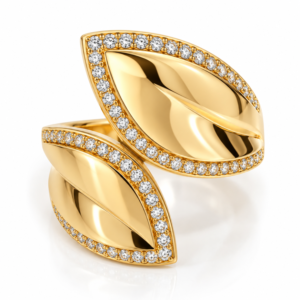 Anillo Fancy Doble Hoja CZ Size 8.5 Weight 3.8gr