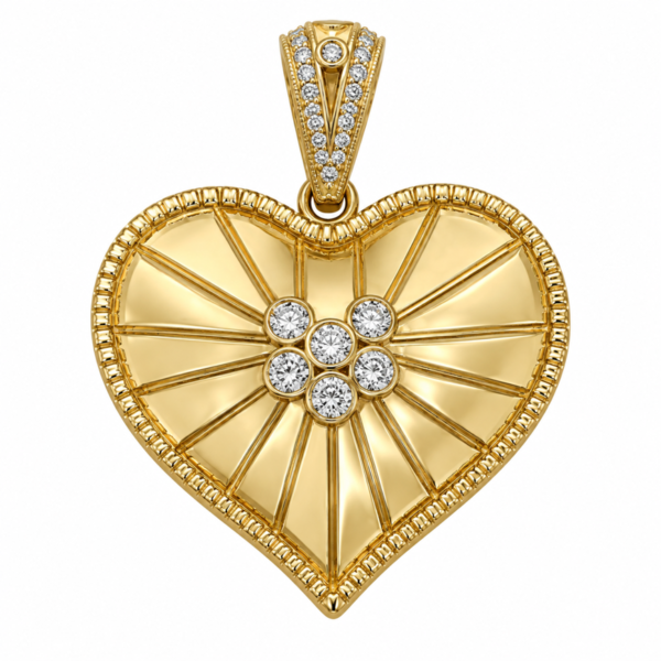 Dije  Corazon 6 Piedras Borde Fancy 14k Weight 3.5gr