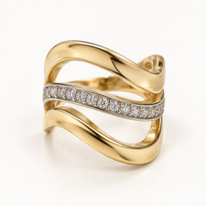 Anillo Fancy Estructural Pave 10K Size 7 Weight 3.8gr