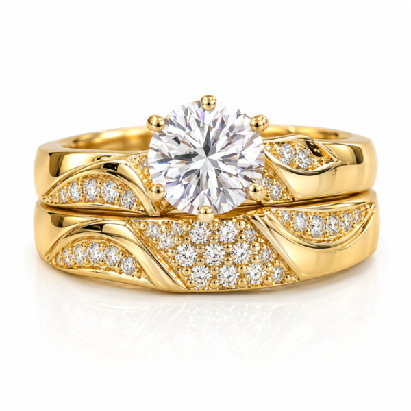 Anillo Duo Matrimonio Full CZ Fancy 10K Size 7 Weight 5.4gr K76514D