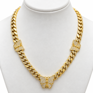 Gargantilla Cuban Link Mariposa Cierre Monaco 14k Weight 33.7gr Size 18
