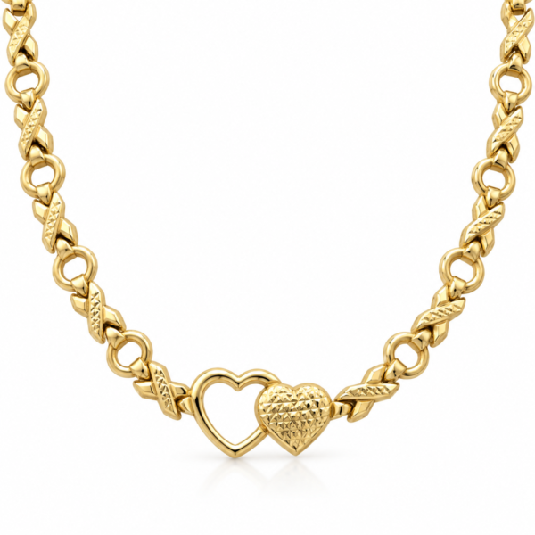Gargantilla Fancy XO Corazon YF 10K Size 17.5'' Weight 11.4gr